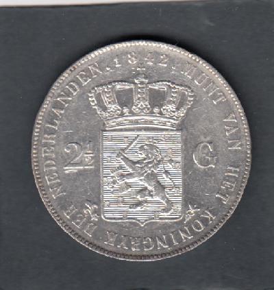 Beschrijving: 2 1/2 Gulden WILLEM II